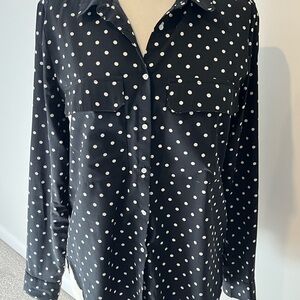 Kut from the Kloth Black and White Polka Dot Button Down Shirt